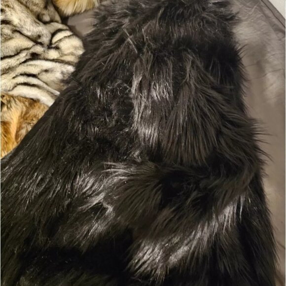 Donna Salyers Fabulous Furs Medium Black Fox Faux Fur Coat - Picture 5 of 7